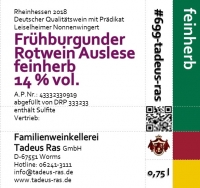 Frühburgunder Rotwein Auslese feinherb 2018
